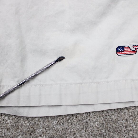 Vineyard Vines Breaker AOP Shorts Mens 32 Beige US Flag Whale All Over Print - Picture 7 of 14